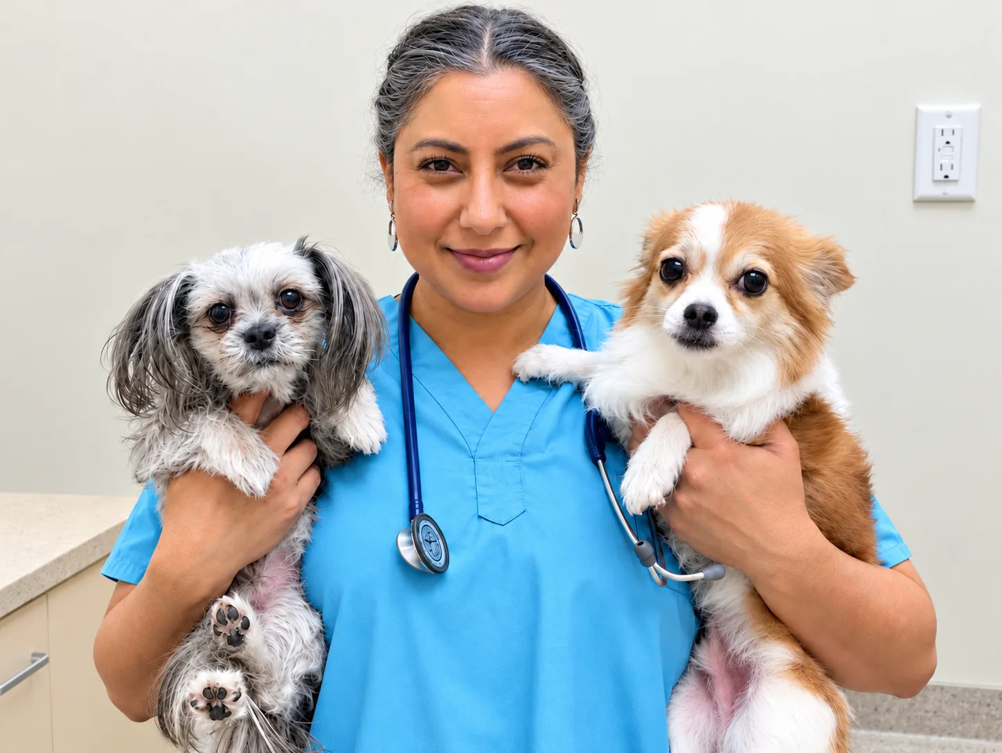 Dr. Marahar caring for a pet at Silverado Veterinary Hospital, a privately owned vet clinic in South Calgary